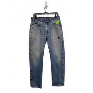 Levi's Vintage Distressed Blue Denim Jeans w/ Zip 505 Regular Fit Straight 34x30